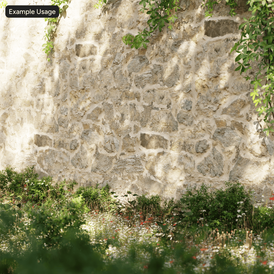 Heavy Mortar Rubble Stone Wall Texture, Beige