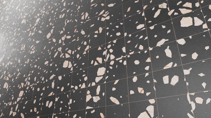 Textura de azulejo quadrado em terrazzo mate, rosa meia-noite