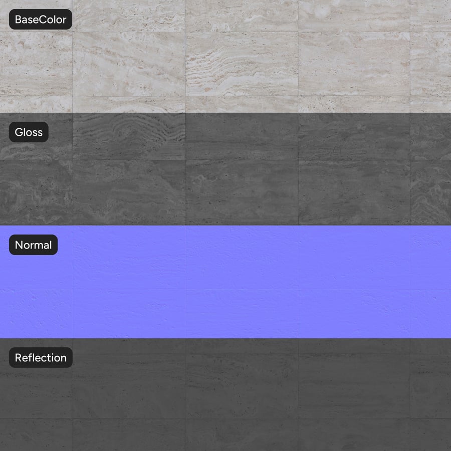 Textura de azulejo retangular em travertino mate, cinzento deserto
