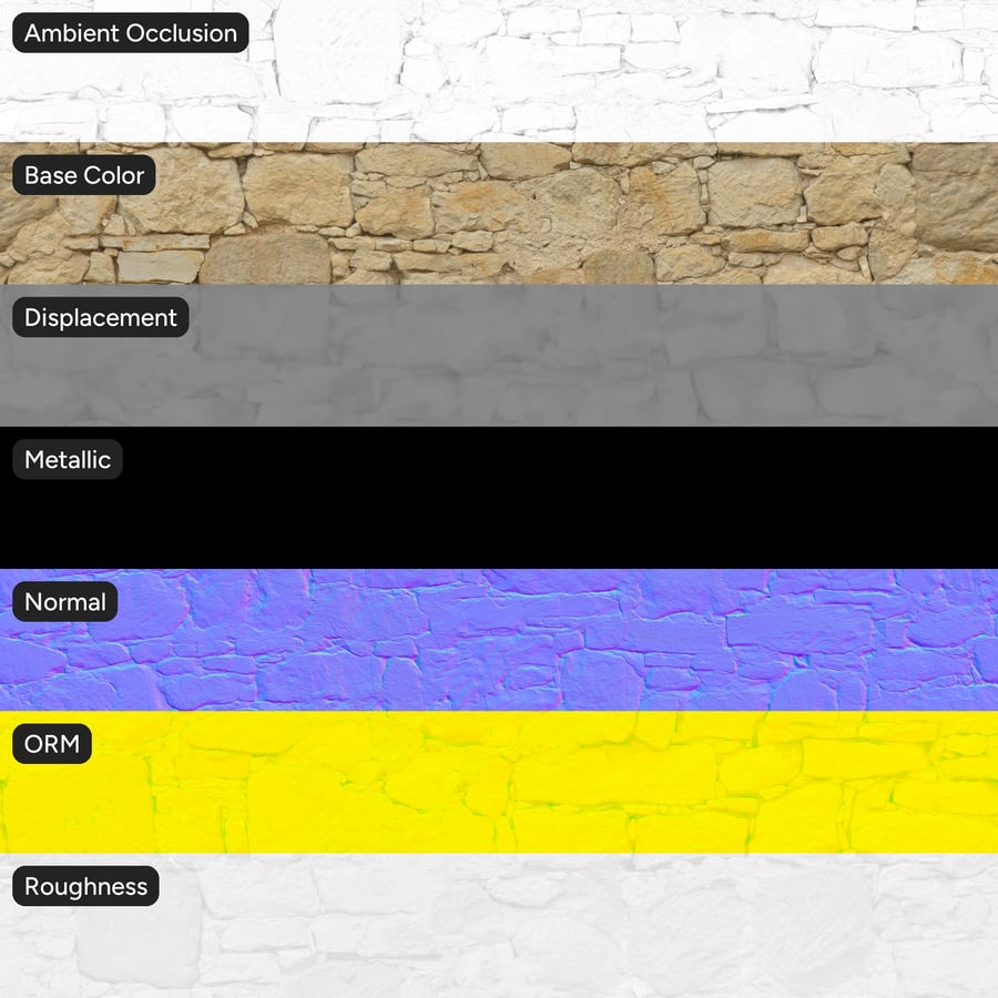 Rustic Rubble Stone Wall Texture, Yellow