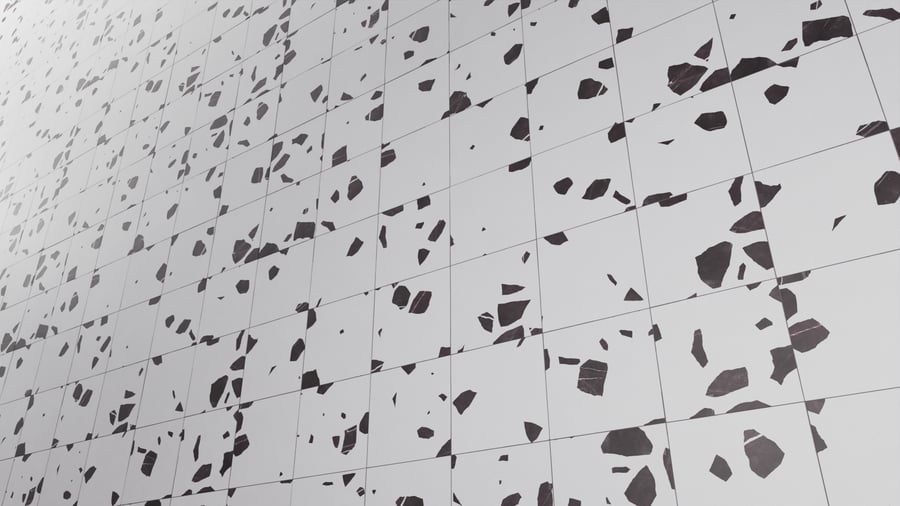 Textura de azulejo quadrado em terrazzo mate, branco dálmata