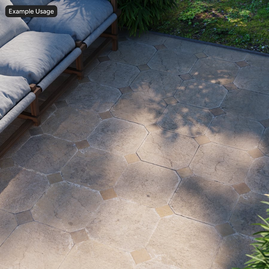 Dirty Octagonal Limestone Paver Texture, Beige