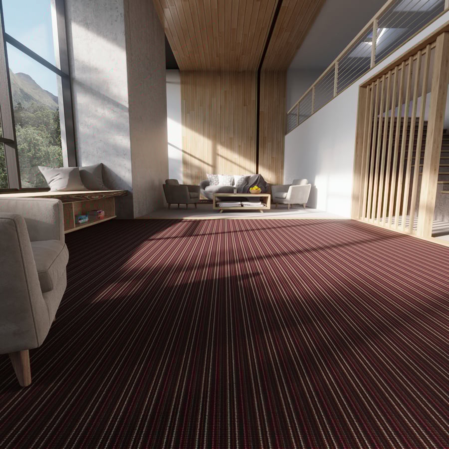 Textura de piso em carpete com pilha em loop e riscas, castanho