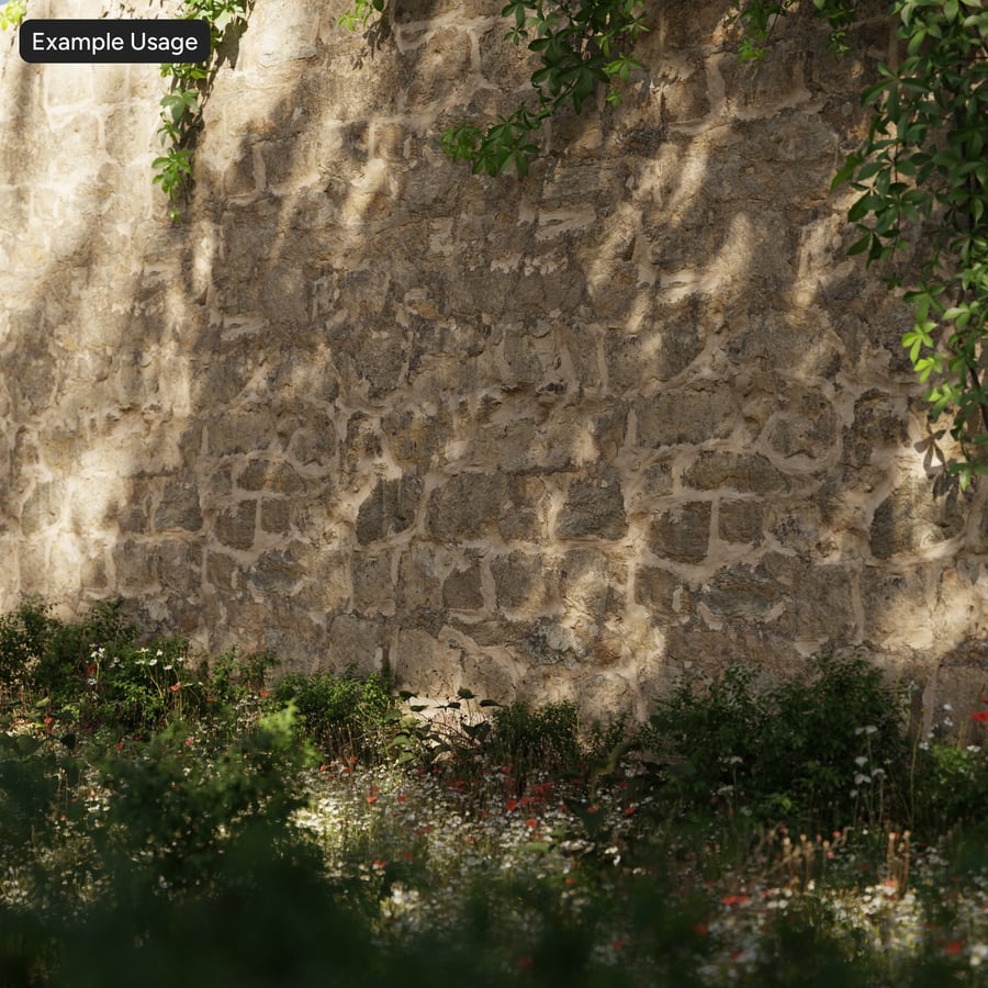 Old Mortared Rubble Stone Wall Texture