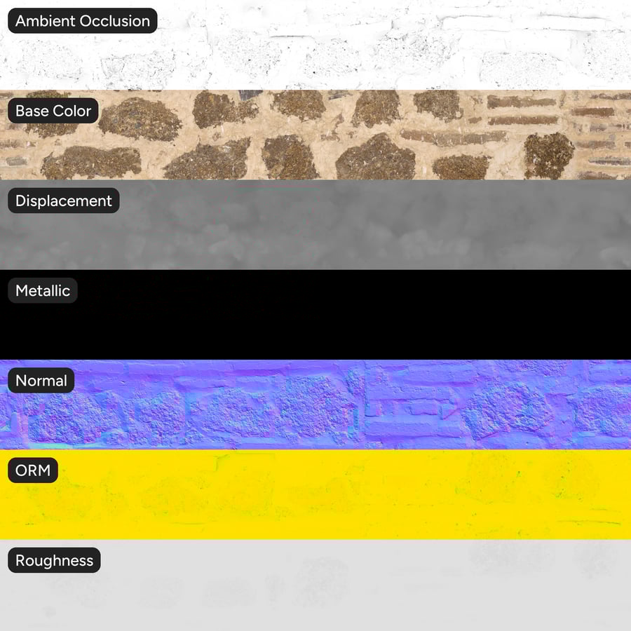 Layered Brick and Rubble Wall Texture, Beige