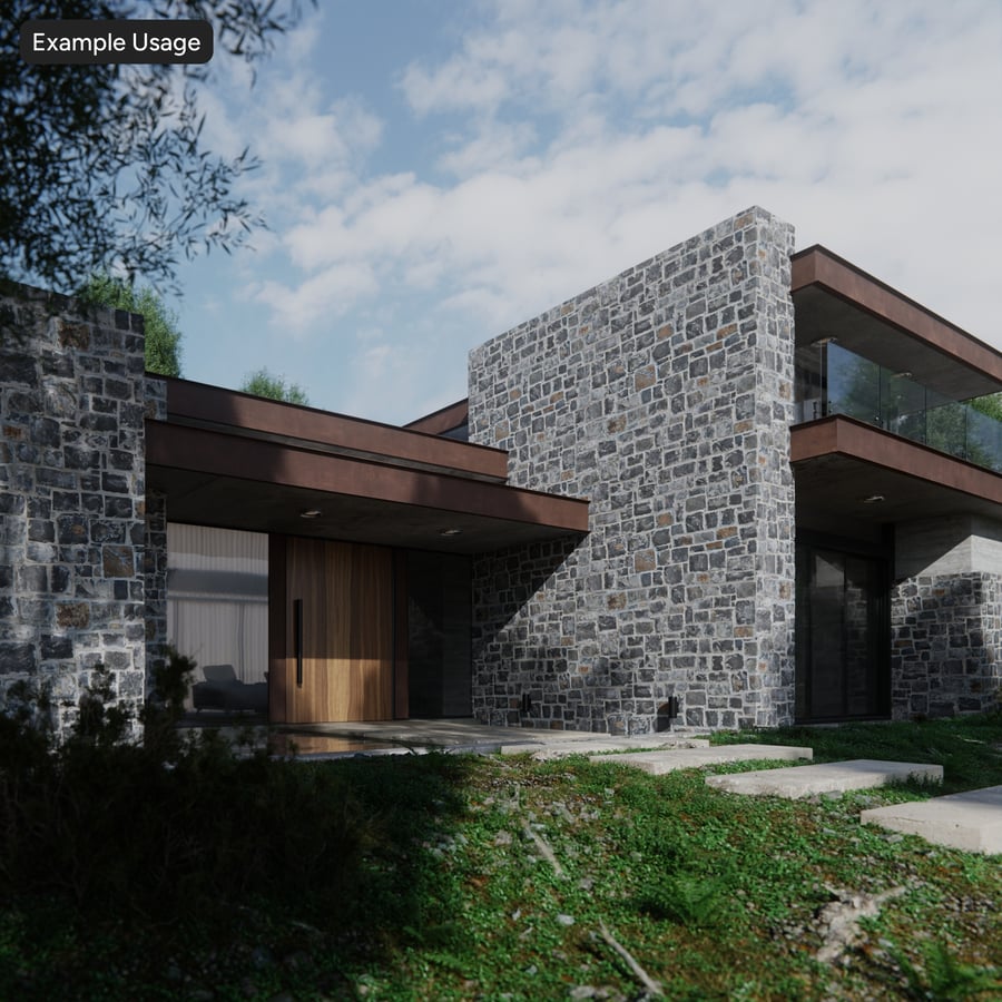 Weathered Rubble Stone Wall Texture, Dark Gray