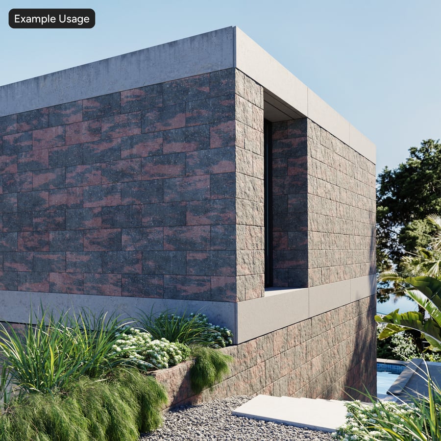 Split Face Running Concrete Block Wall Texture, Black