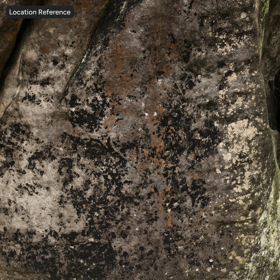 Lichen Moss Covered Cliff Rock Texture, Grey