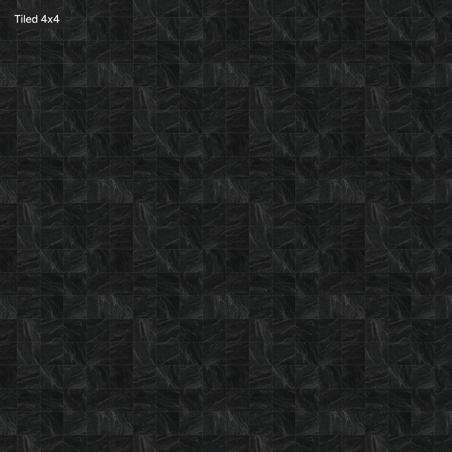 Square Quartzite Matte Tile Texture, Ebony Black