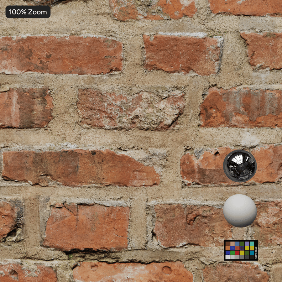 Old Running Bond Brick Wall Texture, Red