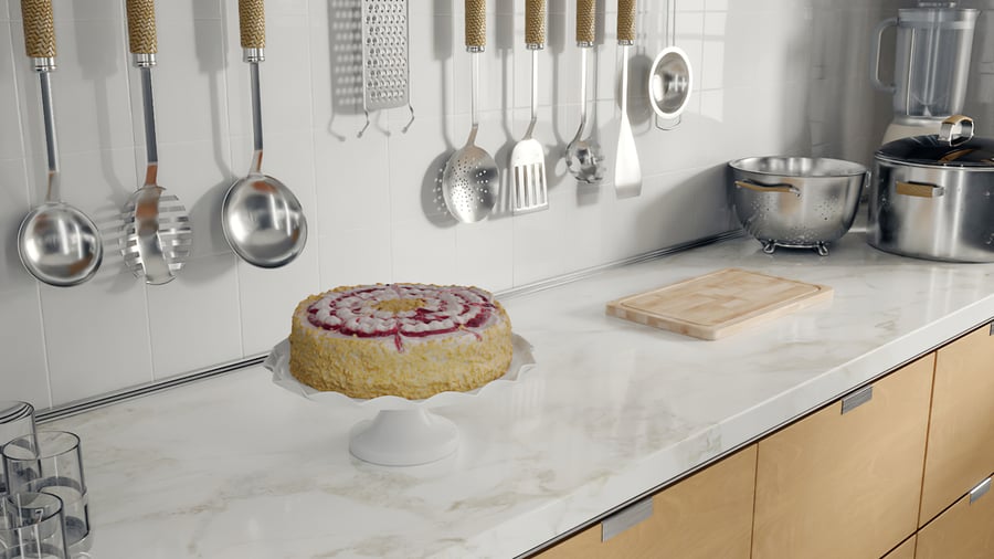 Vanilla Raspberry Cake Food Model
