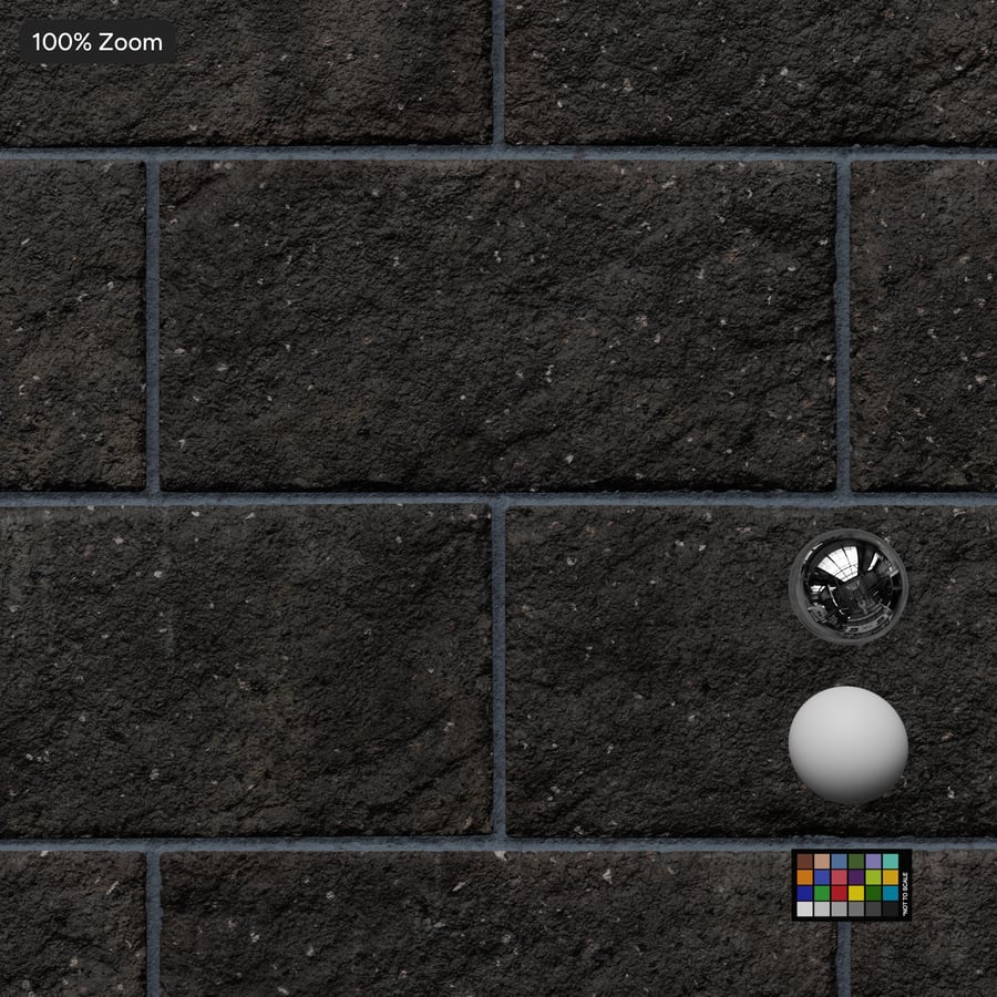 Split Face Running Concrete Block Wall Texture, Black