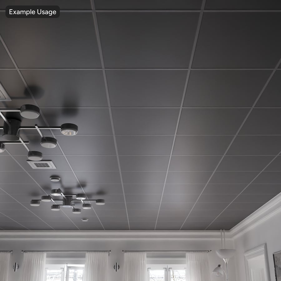 Obyčajné vinylové dlaždice s mriežkovou textúrou stropu, sivé