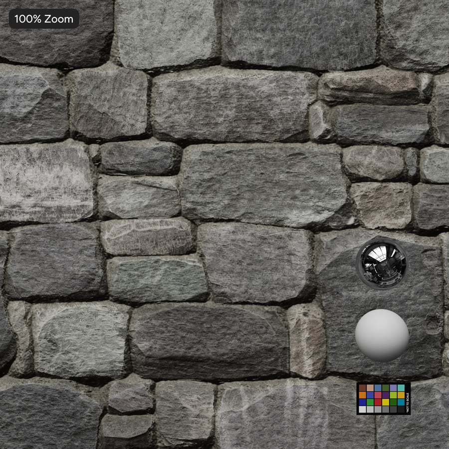 Inca Rubble Stone Wall Texture, Mixed Gray