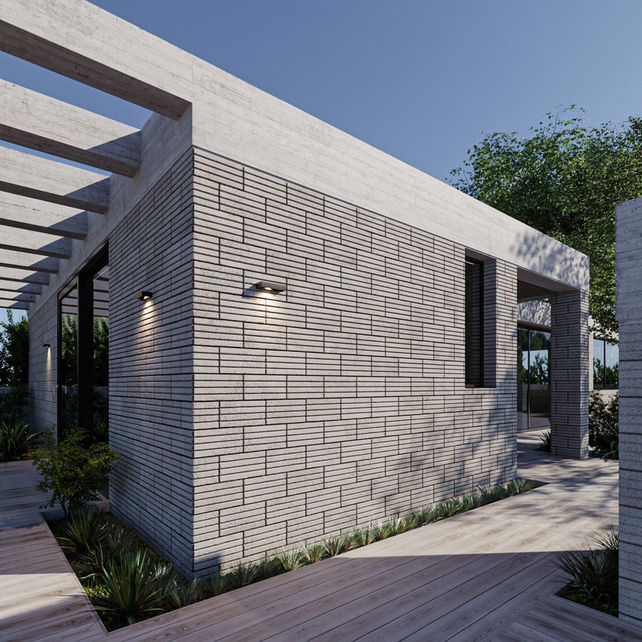 Horizontally Scored Concrete Block Texture, Beige