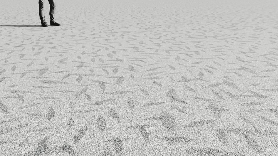 Textura de carpete felpudo com design de folhas da floresta, cinza