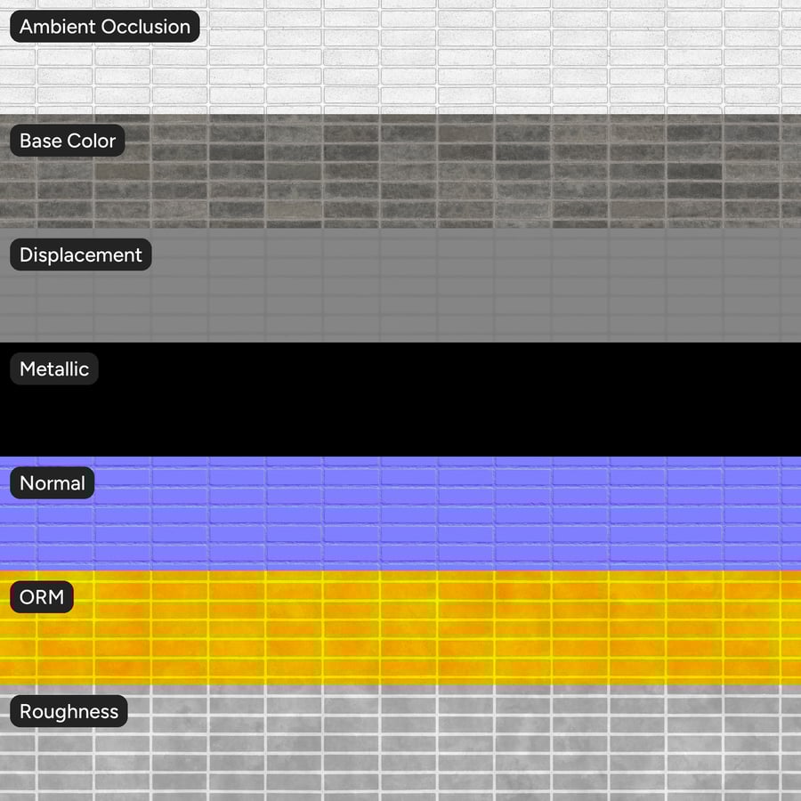 Stack Bond Brick Wall Texture, Grey
