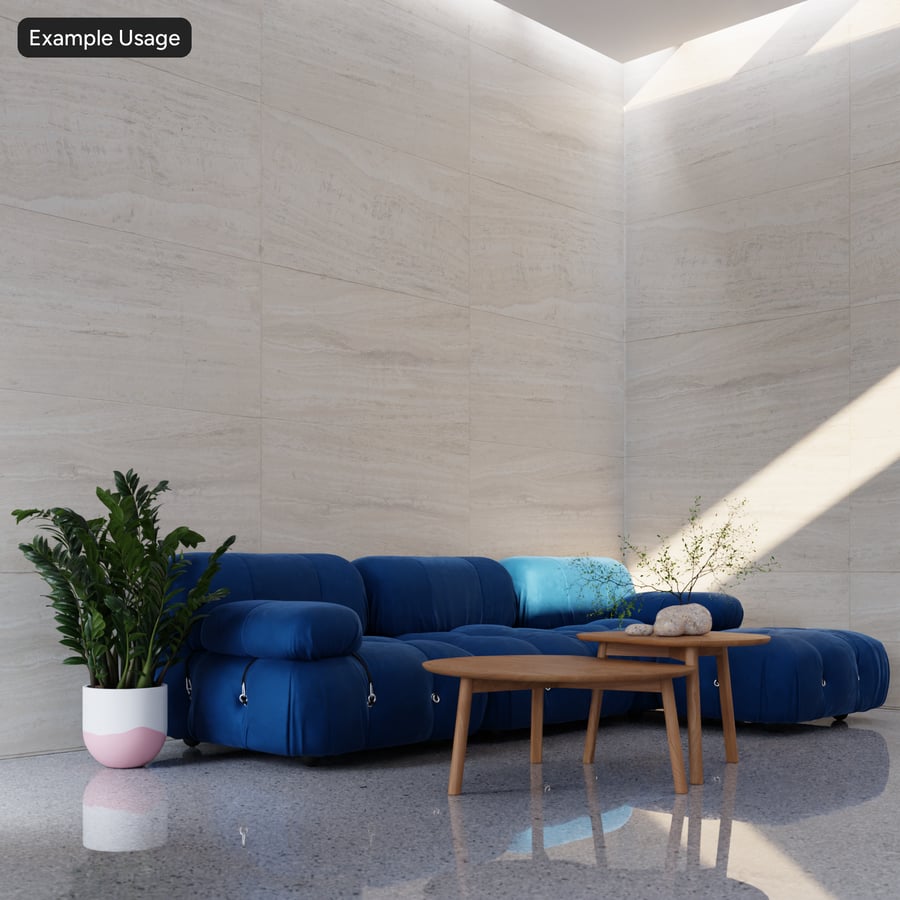 Travertine Polished Tile Wall Texture, White