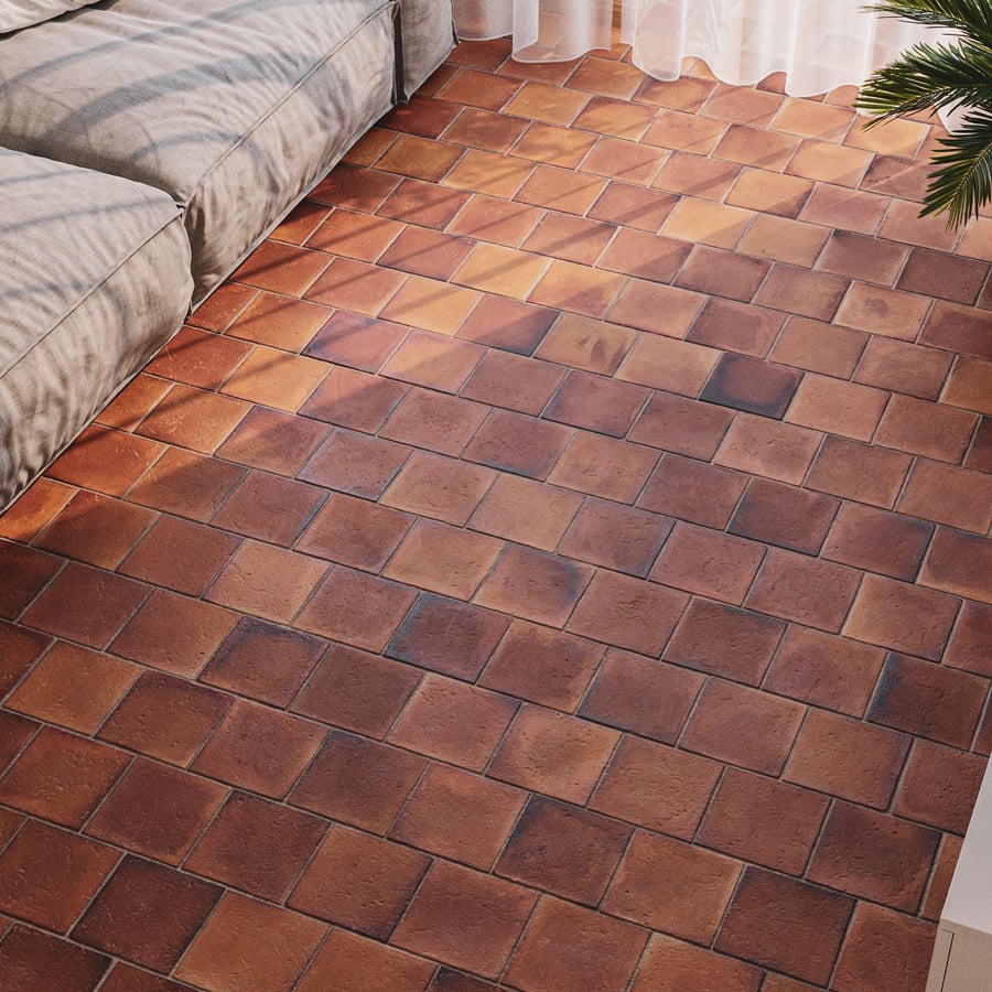 Stained Offset Square Terracotta Tile Texture
