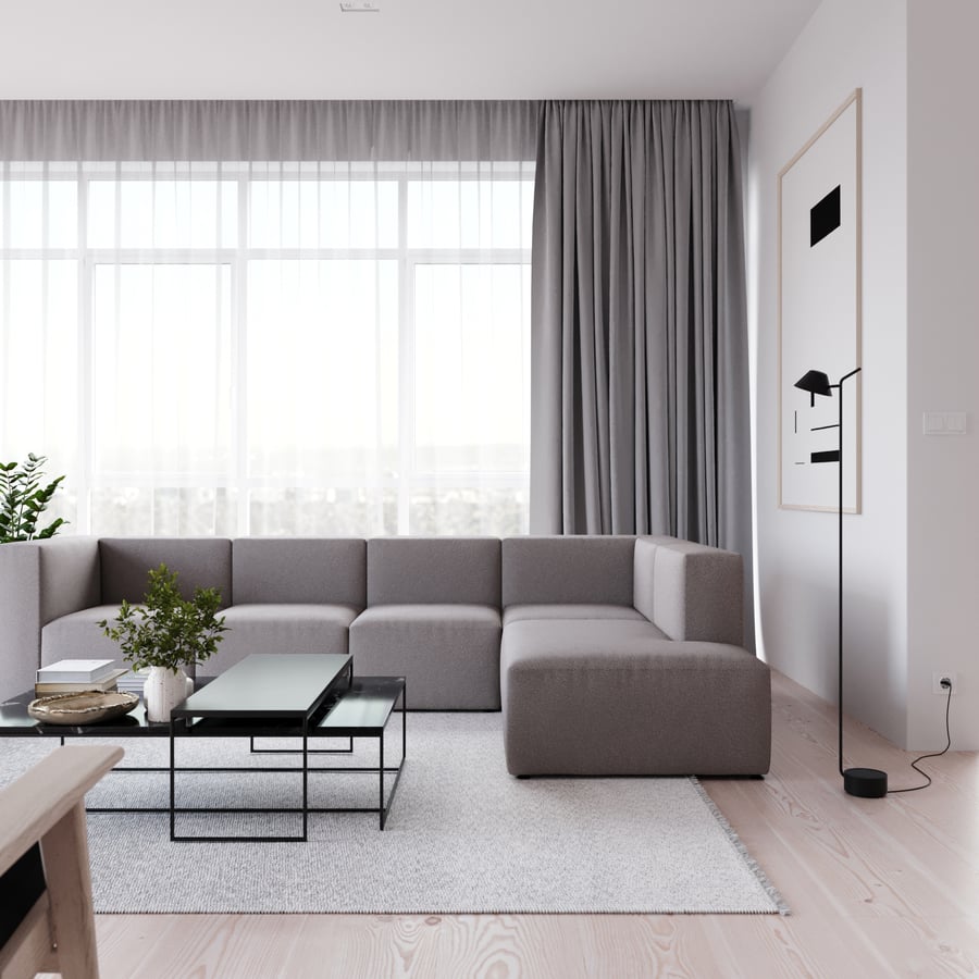 Réplica do sofá modular EC1, cinza claro