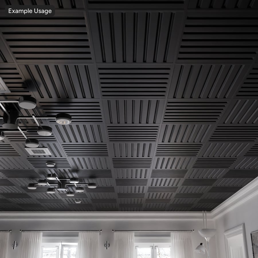 Piastrella per controsoffitto a doghe alternate, nera