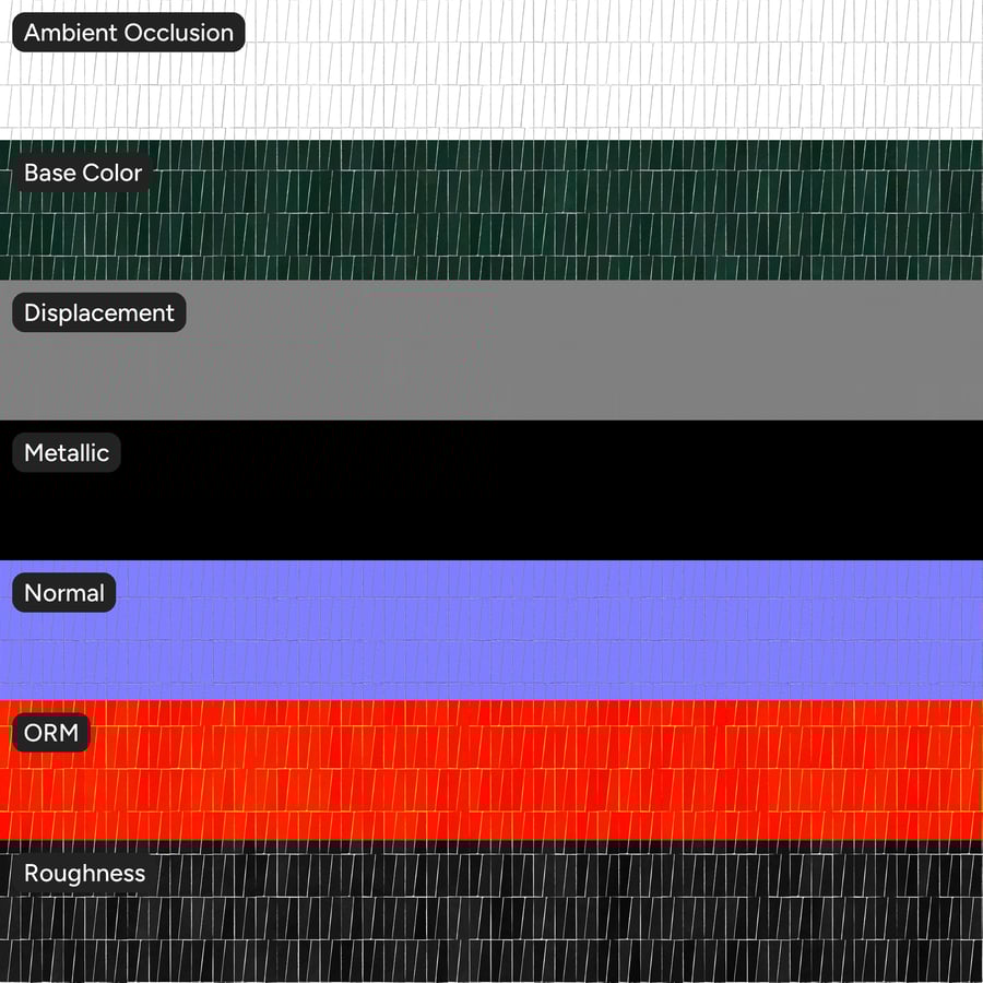 Stacked Trapezoidal Zellige Glossy Tile Texture, Green