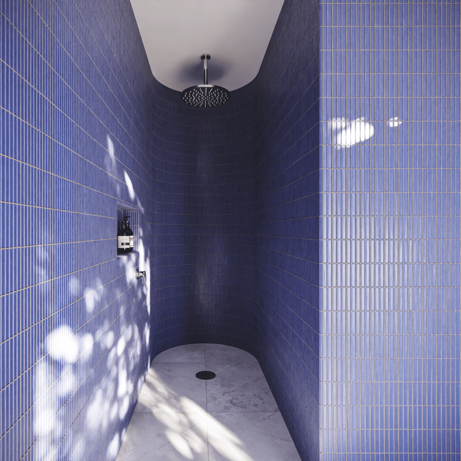 Textura de azulejo cerâmico brilhante Yubi, azul pastel