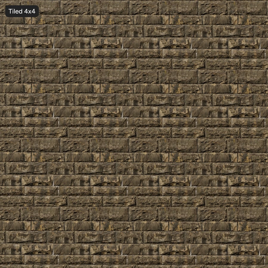Old Mossy Sandstone Block Wall, Brown