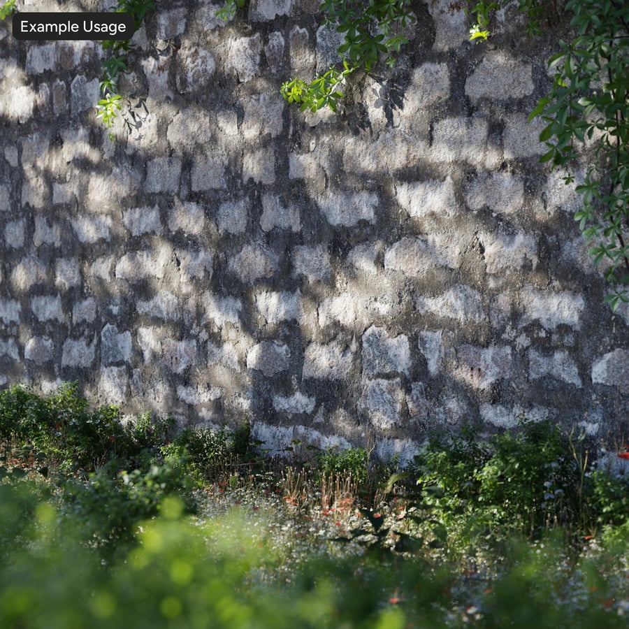 Weathered Coursed Rubble Stone Wall Texture, Grey