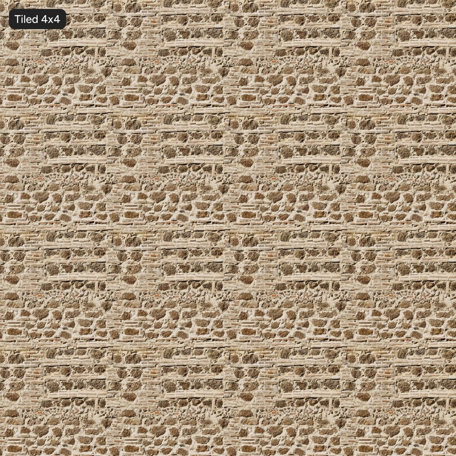 Layered Brick and Rubble Wall Texture, Beige