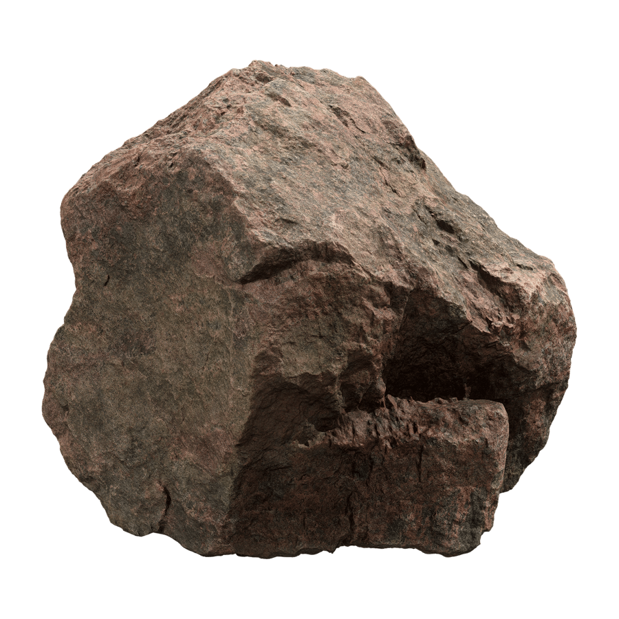 Rippled Large Rock Boulder Model, Mottled Red