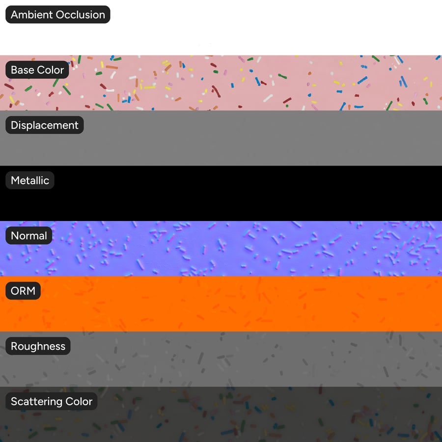 Rainbow Sprinkle Glaze Texture, Fresa