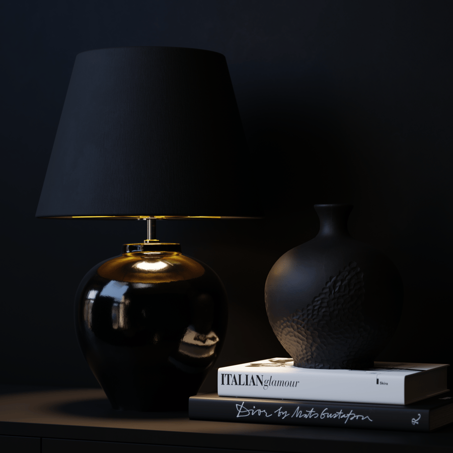 Eno Ceramic Kelantis Grandeur Shade Lamp Model, Black