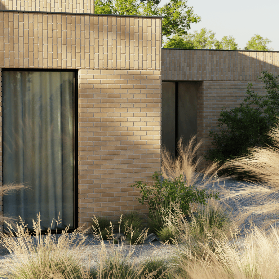 Smooth Running Bond Brick Texture, Sand Beige