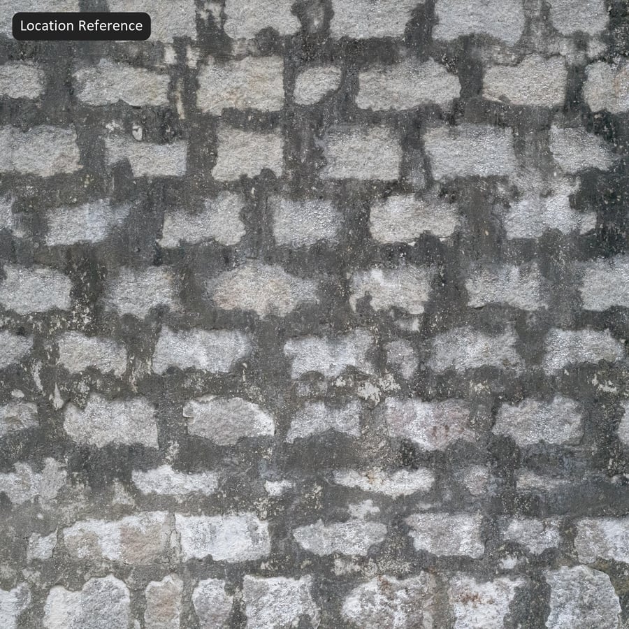 Weathered Coursed Rubble Stone Wall Texture, Grey