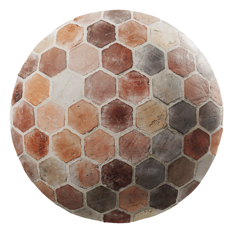 Rustic Hexagonal Terracotta Tile Texture