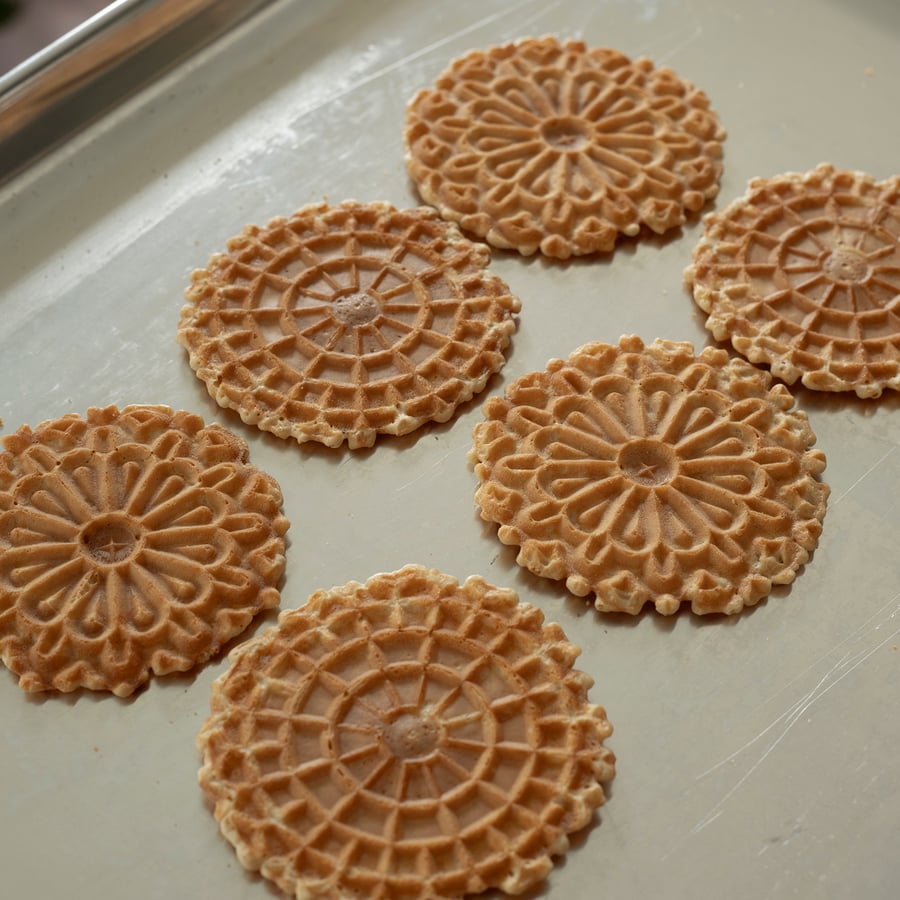 Textura frontal do biscoito Pizzelle
