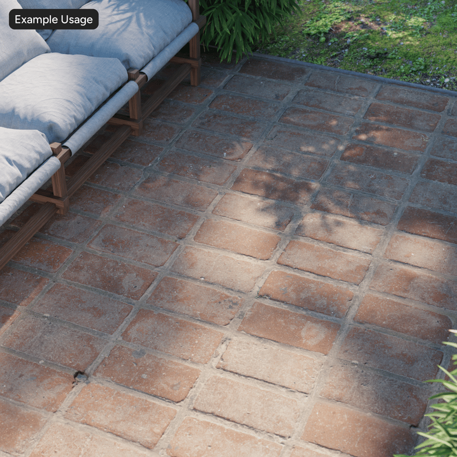 Vloertextuur van versleten bakstenen