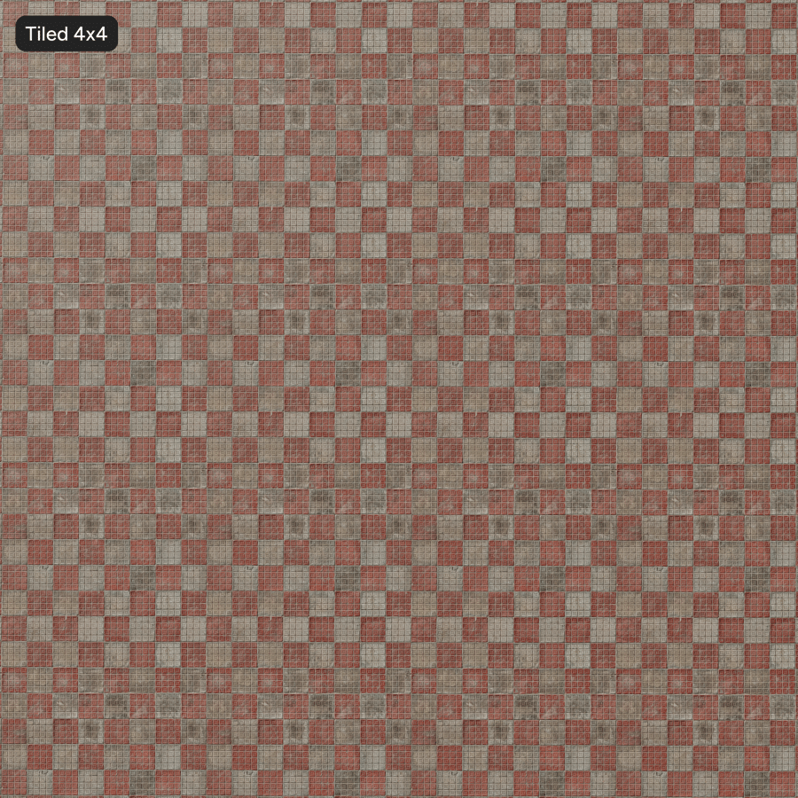 Texture de pavés en béton carrés, damier rouge et gris