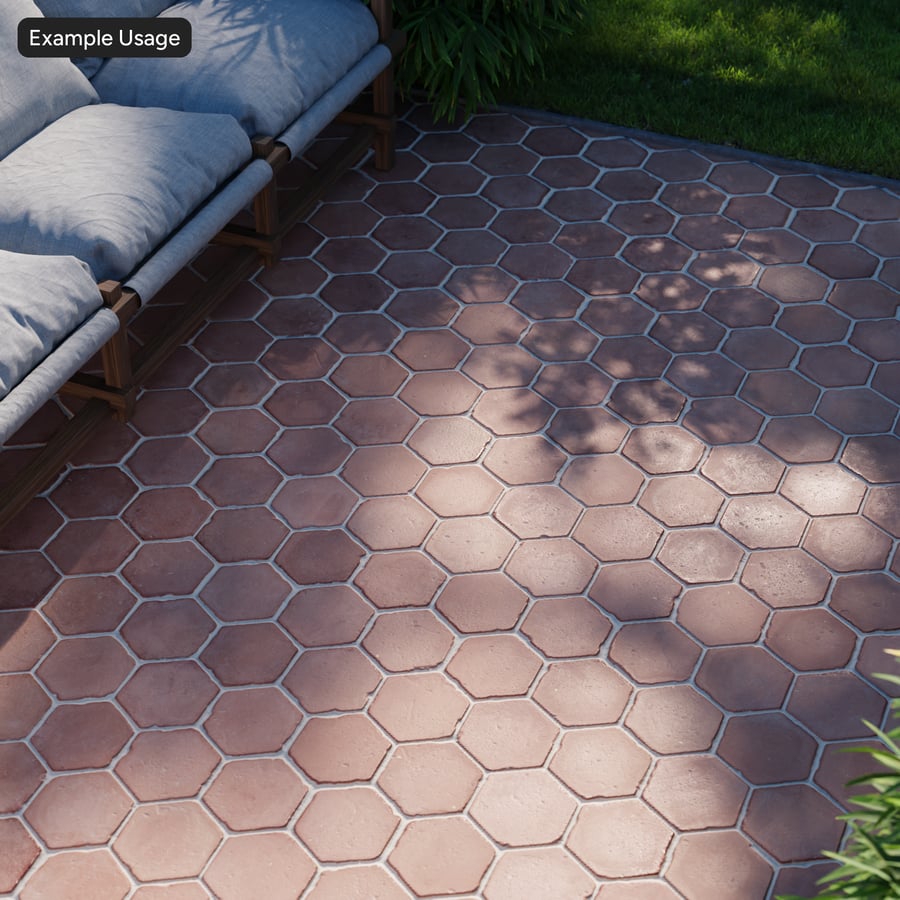 Textura de azulejo hexagonal em terracota crua, laranja claro