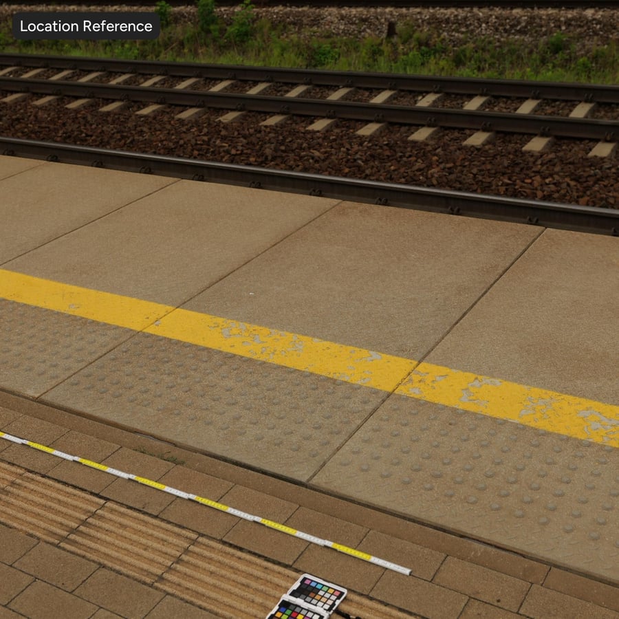 Texture de trottoir en béton pour bande de roulement et adhérence tactile, rayures jaunes