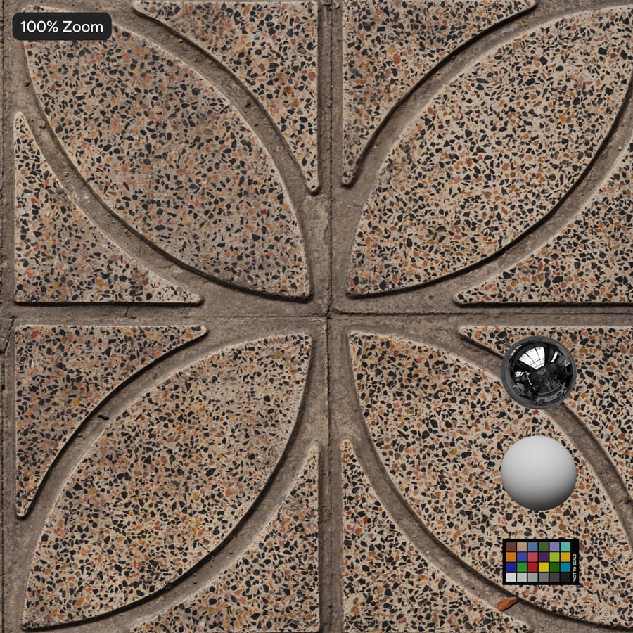 Kvetinový vzor brúsený agregát betónová textúra chodníka