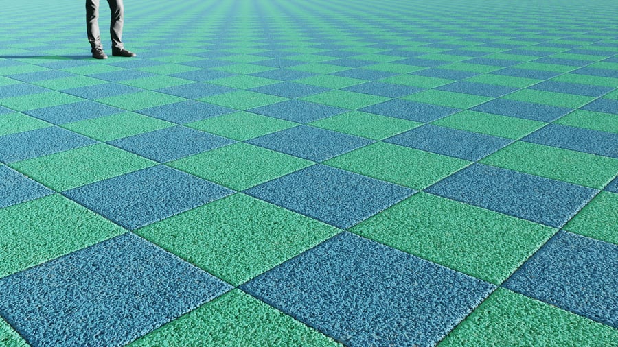 Rubber Mulch Tile Manmade Ground Texture, Green & Blue