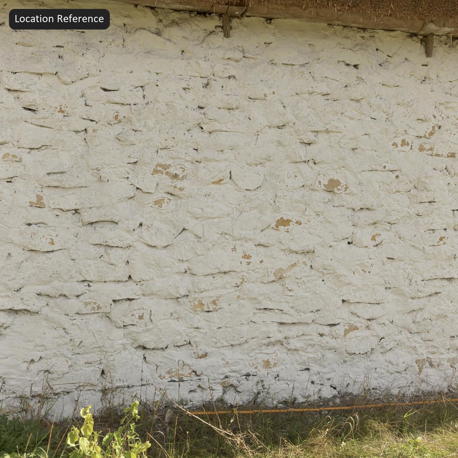 Peeling Paint on Rubble Stone Wall Texture, White