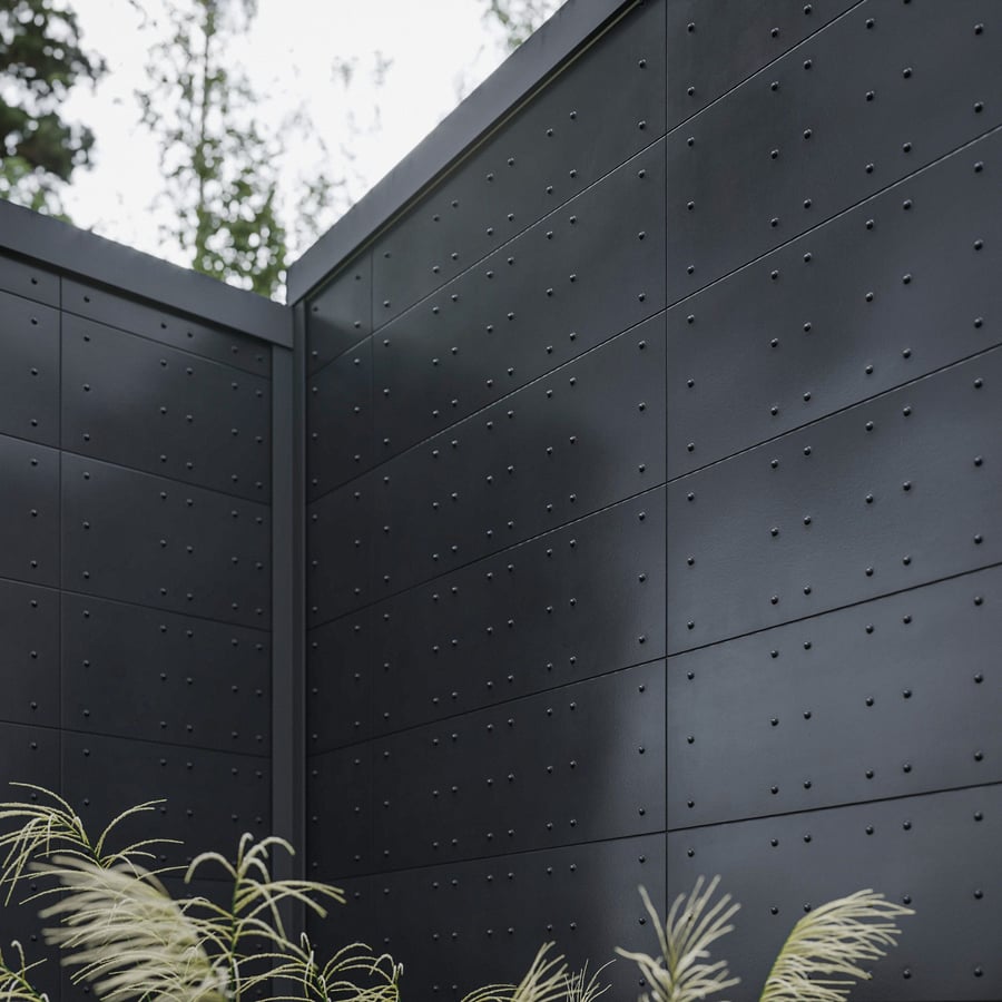 Metal Cladding Panel With Rivets Texture, Black