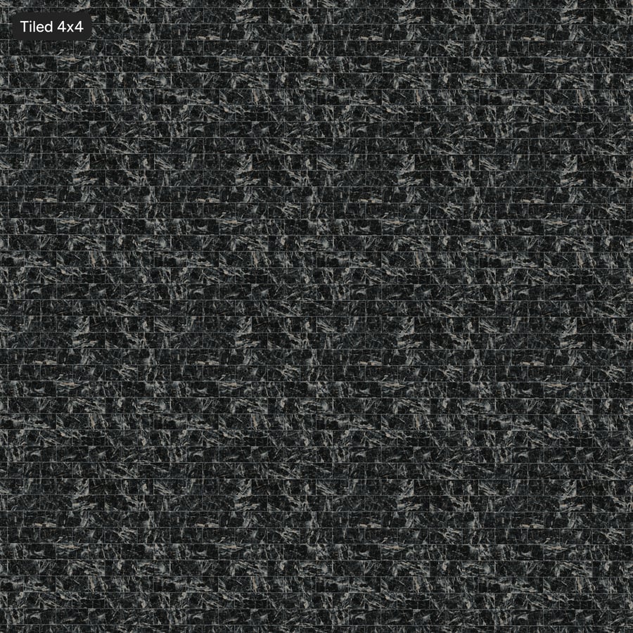 Rectangular Offset Marble Matte Tile Texture, Midnight Vein