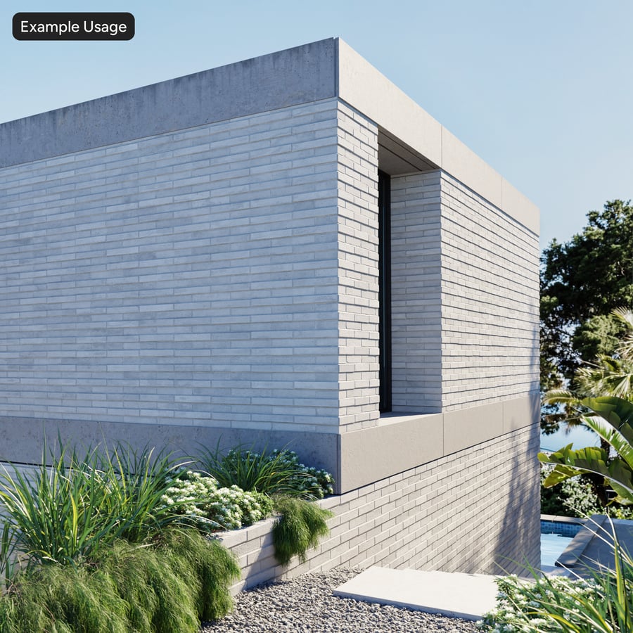 Dragfaced Thin Protruding Running Bond Brick Wall Texture, Grey