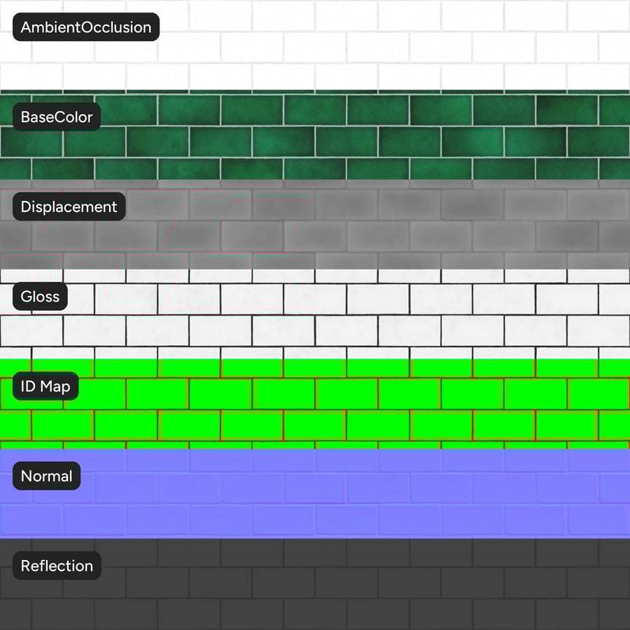 Rechthoekige keramische tegel met glanzende textuur, Emerald Green