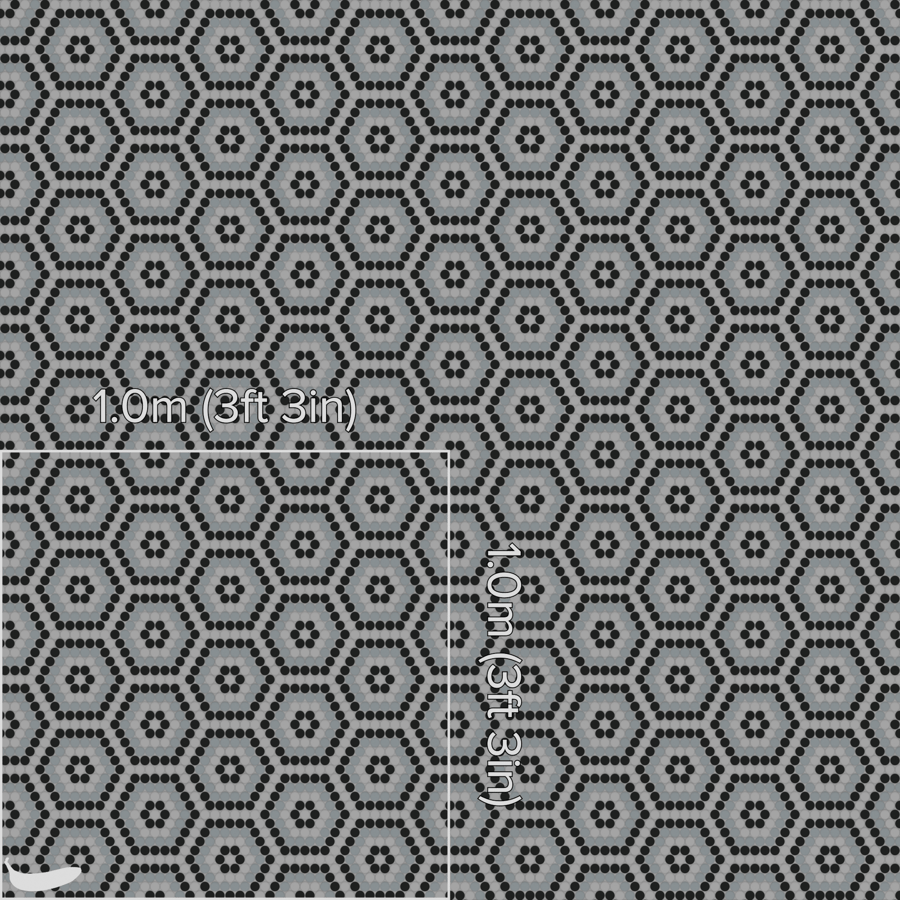 Hexagon Pattern Penny Round Tile Texture, Grey