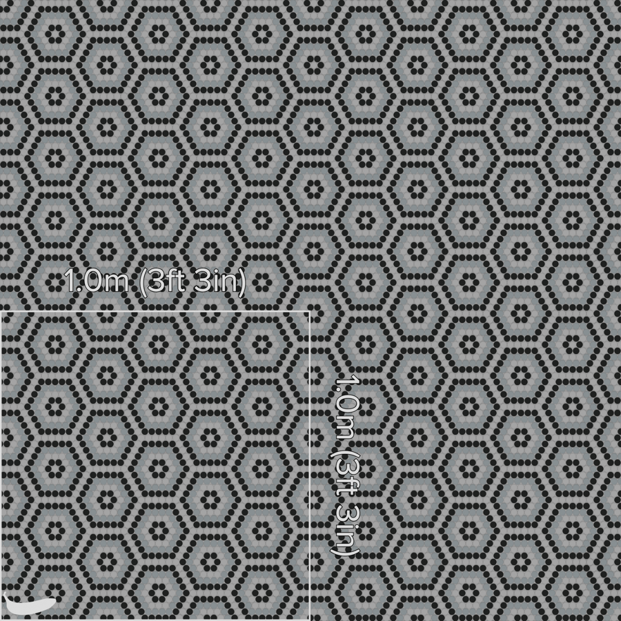 Textura de azulejo cerâmico brilhante redondo, hexágono cinzento